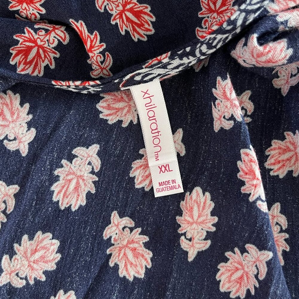Xhilaration XXL NWT Boho Floral Open Front Kimono Cardigan High Low Hem - Picture 3 of 10